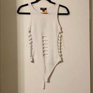 White body suit with cut outs